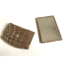 Load image into Gallery viewer, Vintage 50s rare Blond Crocodile Skin Backed Mirror with Matching Crocodile Coin Purse Zumpolle-Accessories, For Her-Brand Spanking Vintage