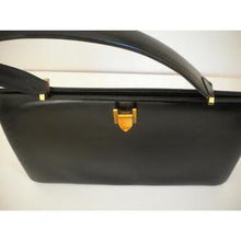 Load image into Gallery viewer, Vintage 50s Slim And Elegant Black Leather Classic Ladylike Bag Made In England By Riviera-Vintage Handbag, Large Handbag-Brand Spanking Vintage