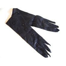 Load image into Gallery viewer, Vintage 50s Unused Navy Beaded Leather Silk Lined Evening/Occasion Gloves From The USA-Accessories, For Her-Brand Spanking Vintage