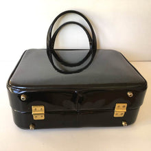 Load image into Gallery viewer, Vintage 50s/60s Ladies Box Bag/Vanity/Overnight Case/Briefcase In Black Patent w/ Scarlet Lining-Vintage Handbag, Large Handbag-Brand Spanking Vintage
