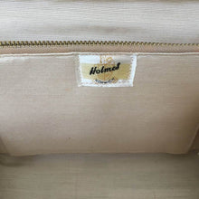 Load image into Gallery viewer, Vintage 50s/60s Leather Faux Snakeskin Handbag In Cream/Gold w/ Grey/Taupe Patent By Holmes of Norwich-Vintage Handbag, Kelly Bag-Brand Spanking Vintage