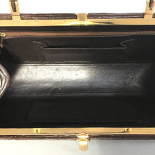 Load image into Gallery viewer, Vintage 50s/60s Superb Dark Chocolate Crocodile Skin Slim Top Handle Bag Made In France-Vintage Handbag, Exotic Skins-Brand Spanking Vintage