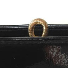 Load image into Gallery viewer, Vintage 60s Black Patent Leather Dainty Little Handbag w/ Short Twisted Gilt Snake Chain Handles Made In England By Wiklorbag-Vintage Handbag, Clutch Bag-Brand Spanking Vintage