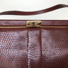 Load image into Gallery viewer, Vintage 60s red lizard skin Classic Ladylike bag with matching red lizard skin coin purse by Mappin & Webb made in England-Vintage Handbag, Exotic Skins-Brand Spanking Vintage