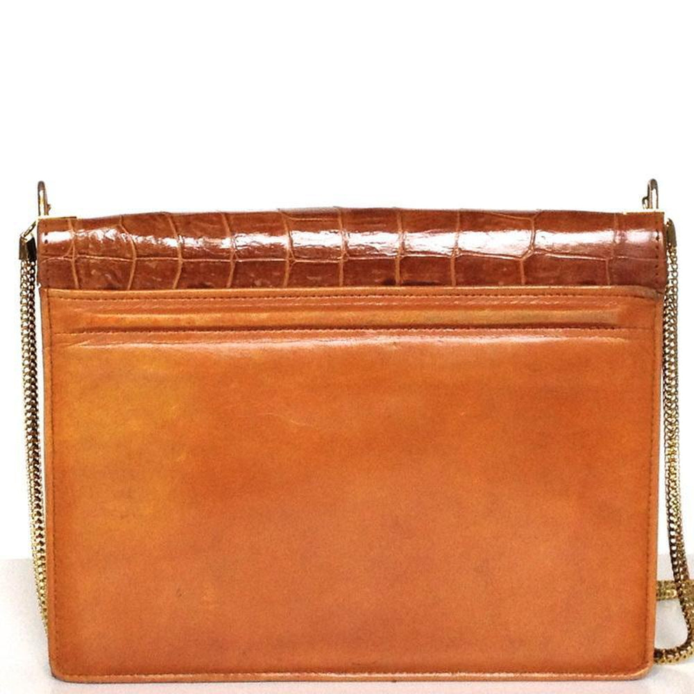 SALE Vintage 60s 70s Dainty Caramel Crocodile And Leather Shoulder