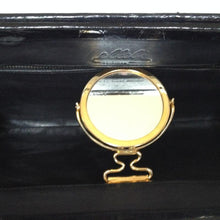 Load image into Gallery viewer, Vintage 60s/70s Large Black Crocodile Skin Clutch/Chain Bag w/ Integral Mirror By Ellebi Made In Italy-Vintage Handbag, Exotic Skins-Brand Spanking Vintage