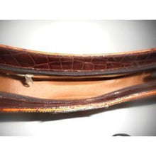 Load image into Gallery viewer, Vintage 70s Crescent Shaped Clutch Bag In Ostrich Skin Embossed Leather And Crocodile-Vintage Handbag, Clutch Bag-Brand Spanking Vintage