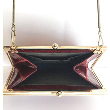 Load image into Gallery viewer, Vintage 70s Dainty Deep Red Snakeskin Clutch Bag, w/ Gilt Kisslock Clasp And Optional Snake Shoulder Chain By Cano (Copy)-Vintage Handbag, Exotic Skins-Brand Spanking Vintage