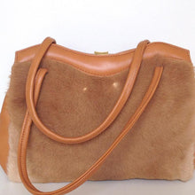 Load image into Gallery viewer, Vintage 70s Large Kangaroo Fur And Leather Pristine Twin Handled Handbag By M&H Levy Pty Sydney Australia-Vintage Handbag, Exotic Skins-Brand Spanking Vintage