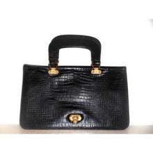 Load image into Gallery viewer, Vintage 70s Patent Leather Faux Porosus Crocodile Handbag By Elgee-Vintage Handbag, Large Handbag-Brand Spanking Vintage
