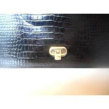 Load image into Gallery viewer, Vintage 70s Patent Leather Faux Porosus Crocodile Handbag By Elgee-Vintage Handbag, Large Handbag-Brand Spanking Vintage