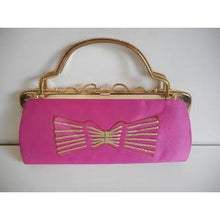Load image into Gallery viewer, Vintage 70s Unused Shocking Pink Raw Silk Evening/Occasion Bag w/ Optional Long Chain-Vintage Handbag, Evening Bag-Brand Spanking Vintage