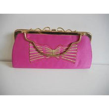 Load image into Gallery viewer, Vintage 70s Unused Shocking Pink Raw Silk Evening/Occasion Bag w/ Optional Long Chain-Vintage Handbag, Evening Bag-Brand Spanking Vintage