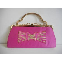 Load image into Gallery viewer, Vintage 70s Unused Shocking Pink Raw Silk Evening/Occasion Bag w/ Optional Long Chain-Vintage Handbag, Evening Bag-Brand Spanking Vintage