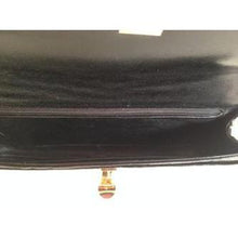 Load image into Gallery viewer, Vintage 80s Black Caiman Crocodile Clutch/Long Croc Strap Bag w/ Attractive Silvertone And Gilt Clasp-Vintage Handbag, Exotic Skins-Brand Spanking Vintage