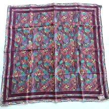 Load image into Gallery viewer, Vintage 80s Silk Crepe Scarf By Jaeger w/ Collier Campbell &#39;Tapestry Rose&#39; Design In Burgundy, Cream, Green And Blue Made In Italy-Scarves-Brand Spanking Vintage
