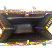 Load image into Gallery viewer, Vintage Dainty 50s Twin Handled Glossy Rich Chocolate Alligator Skin Handbag Made In France-Vintage Handbag, Exotic Skins-Brand Spanking Vintage