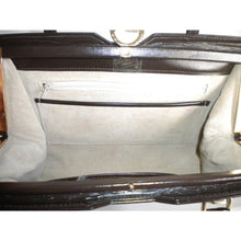Load image into Gallery viewer, Vintage Dark Brown Leather Bag By Ackery Of London w/ Gilt Detail And Suede Lining-Vintage Handbag, Kelly Bag-Brand Spanking Vintage