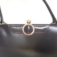 Load image into Gallery viewer, Vintage Exquisite Waldybag Handbag In Grey Leather w/ Ornate Gilt Clasp And Motif Grape Silk Lining w/ Matching Coin Purse-Vintage Handbag, Kelly Bag-Brand Spanking Vintage