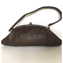 Load image into Gallery viewer, Vintage Freedex 50s/60s Dolly Bag In A Torpedo Shape In Dark Chocolate Brown Faux Pigskin Leather-Vintage Handbag, Dolly Bag-Brand Spanking Vintage
