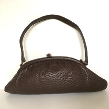 Load image into Gallery viewer, Vintage Freedex 50s/60s Dolly Bag In A Torpedo Shape In Dark Chocolate Brown Faux Pigskin Leather-Vintage Handbag, Dolly Bag-Brand Spanking Vintage