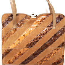 Load image into Gallery viewer, Vintage Handbag 60s/70s In Beige Leather Suede And Snakeskin By Ackery Of London-Vintage Handbag, Exotic Skins-Brand Spanking Vintage