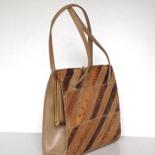 Load image into Gallery viewer, Vintage Handbag 60s/70s In Beige Leather Suede And Snakeskin By Ackery Of London-Vintage Handbag, Exotic Skins-Brand Spanking Vintage