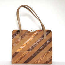 Load image into Gallery viewer, Vintage Handbag 60s/70s In Beige Leather Suede And Snakeskin By Ackery Of London-Vintage Handbag, Exotic Skins-Brand Spanking Vintage