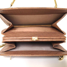 Load image into Gallery viewer, Vintage Handbag/Shoulder Bag w/ Long Gilt Chain Handles In Taupe Genuine Ostrich Skin-Vintage Handbag, Exotic Skins-Brand Spanking Vintage