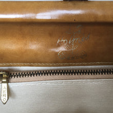 Load image into Gallery viewer, Vintage Holmes Of Norwich Gold/Mustard Mottled Patent Leather Twin Handled Bag-Vintage Handbag, Kelly Bag-Brand Spanking Vintage