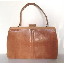 Load image into Gallery viewer, Vintage Large Classic Caramel Lizard Skin Handbag By Mappin & Webb-Vintage Handbag, Large Handbag-Brand Spanking Vintage