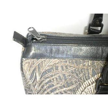 Load image into Gallery viewer, Vintage Large Leather And Canvas, Tapestry Effect Fabric Holdall In 'Hera' Peacock Feather Design By Liberty of London-Vintage Handbag, Large Handbag-Brand Spanking Vintage