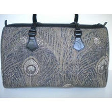 Load image into Gallery viewer, Vintage Large Leather And Canvas, Tapestry Effect Fabric Holdall In 'Hera' Peacock Feather Design By Liberty of London-Vintage Handbag, Large Handbag-Brand Spanking Vintage