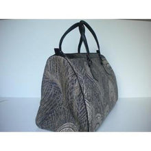 Load image into Gallery viewer, Vintage Large Leather And Canvas, Tapestry Effect Fabric Holdall In 'Hera' Peacock Feather Design By Liberty of London-Vintage Handbag, Large Handbag-Brand Spanking Vintage