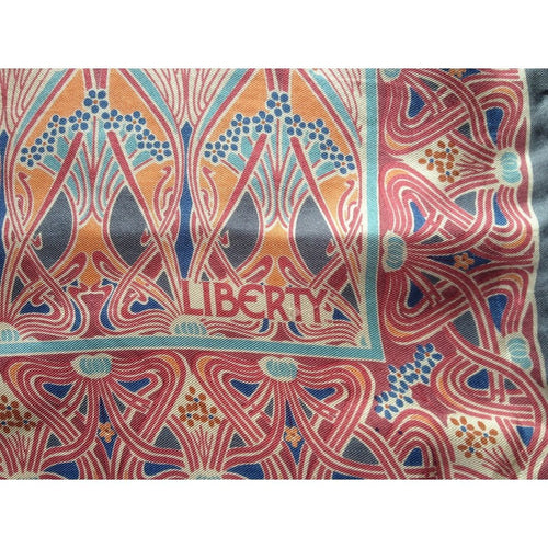 Vintage Large Silk Scarf By Liberty Of London In 'Ianthe' Design In Rare Grey/Pink/Orange/Turquoise Colourway-Scarves-Brand Spanking Vintage