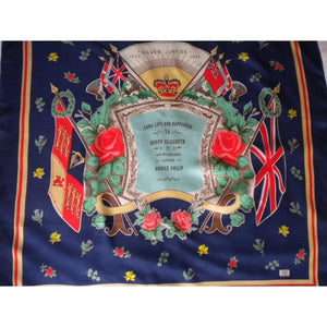 Vintage Liberty Of London Silk Scarf To Commemorate HM The Late Queen's Silver Jubilee 1952 - 1977-Scarves-Brand Spanking Vintage