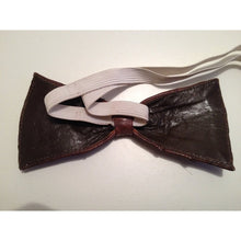 Load image into Gallery viewer, Vintage Unused Exotic Skin Bow Tie Backed In Black Leather-Accessories, For Him-Brand Spanking Vintage