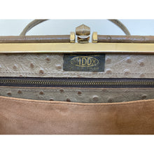 Load image into Gallery viewer, Vintage 50s/60s Leather Handbag, Vintage Purse, Dainty Gilt Clasp, Calf Leather in Faux Ostrich, Deep Caramel by Middx Made in England-Vintage Handbag, Kelly Bag-Brand Spanking Vintage