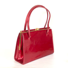 Load image into Gallery viewer, Vintage 60s/70s Cherry Red Patent Leather Top Handle Bag By Holmes Of Norwich-Vintage Handbag, Top Handle Bag-Brand Spanking Vintage
