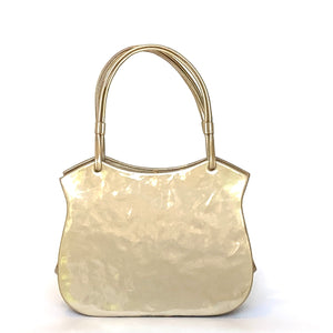 Vintage 50s/60s Classic Nude Beige Patent Leather Top Handle Bag Riviera Made in England-Vintage Handbag, Top Handle Bag-Brand Spanking Vintage