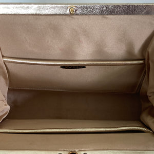 Vintage 60s Elegant Gold Leather/Gold Mesh Evening/Occasion Bag By Rayne-Vintage Handbag, Evening Bag-Brand Spanking Vintage