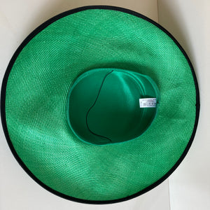 Vintage Stunning Large Emerald Green/Black Saucer Hat with Large Feature Bow-Accessories, For Her-Brand Spanking Vintage