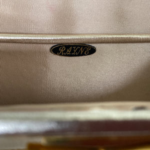 RESERVED Vintage 60s Elegant Gold Leather/Gold Mesh Evening/Occasion Bag By Rayne-Vintage Handbag, Evening Bag-Brand Spanking Vintage