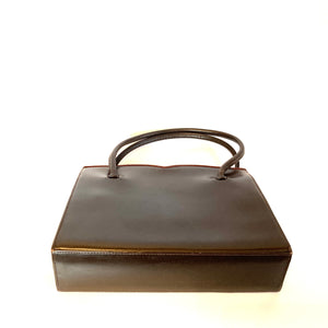 Vintage Waldybag Handbag in Tobacco Brown Leather by Waldybag with Matching Coin Purse-Vintage Handbag, Top Handle Bag-Brand Spanking Vintage