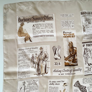 Large Silk 'Vintage Ads' Barbour Scarf New-Scarves-Brand Spanking Vintage