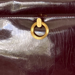 Vintage 60s/70s Rayne Burgundy Red Patent Top Handle Handbag and Matching Coin Purse-Vintage Handbag, Top Handle Bag-Brand Spanking Vintage