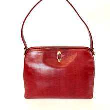 Load image into Gallery viewer, Vintage Fabulous 50s Dainty Dark Raspberry Red Lizard Skin Top Handle Bag-Vintage Handbag, Exotic Skins-Brand Spanking Vintage
