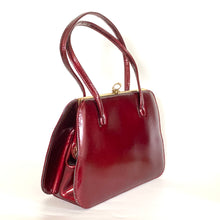 Load image into Gallery viewer, Vintage 60s/70s Cherry Wine Red Patent Leather Top Handle Bag By Holmes Of Norwich-Vintage Handbag, Top Handle Bag-Brand Spanking Vintage
