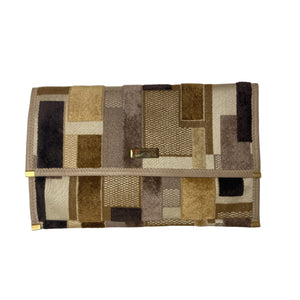 Vintage 70s Unused Rare Weymouth American Chenille Clutch Bag in Beige/Rust/Mustard-Vintage Handbag, Clutch Bag-Brand Spanking Vintage