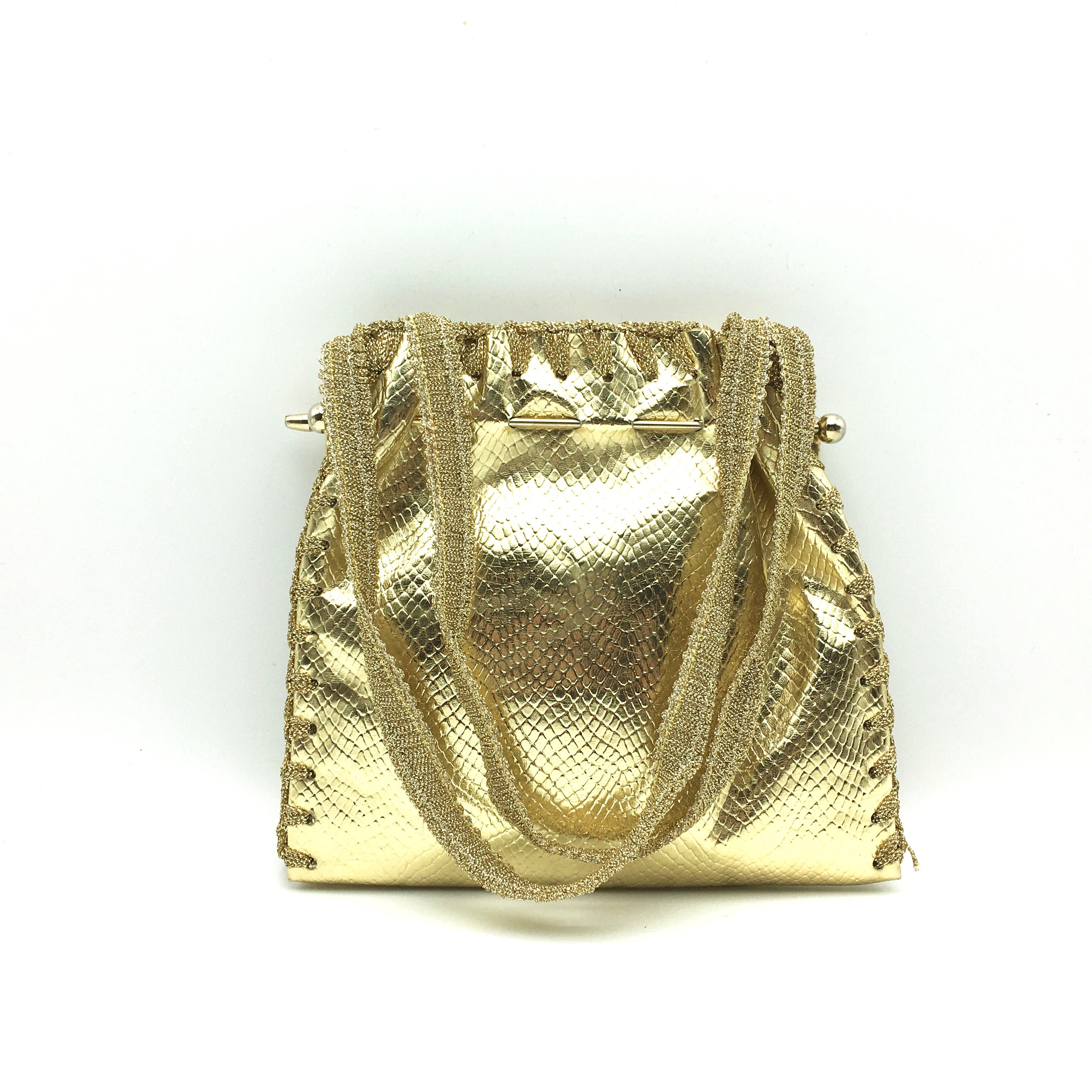 Beautiful Vintage 70s Gold Evening/Occasion Bag by D.H.Evans Made in Italy